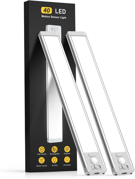 10inch Under Cabinet Lighting, 2 Pack Rechargeable Motion Sensor Light Indoor, 5 Levels Dimmable Magnetic Closet Lights MCGORUS supplements