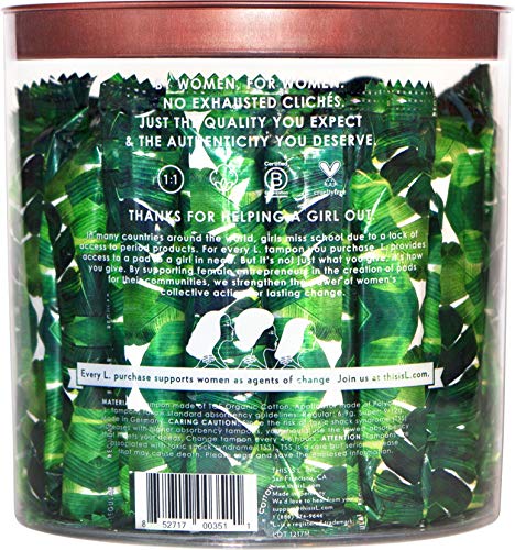 L. Organic Cotton Regular Absorbency Compact Tampons 30 Count L.US supplements
