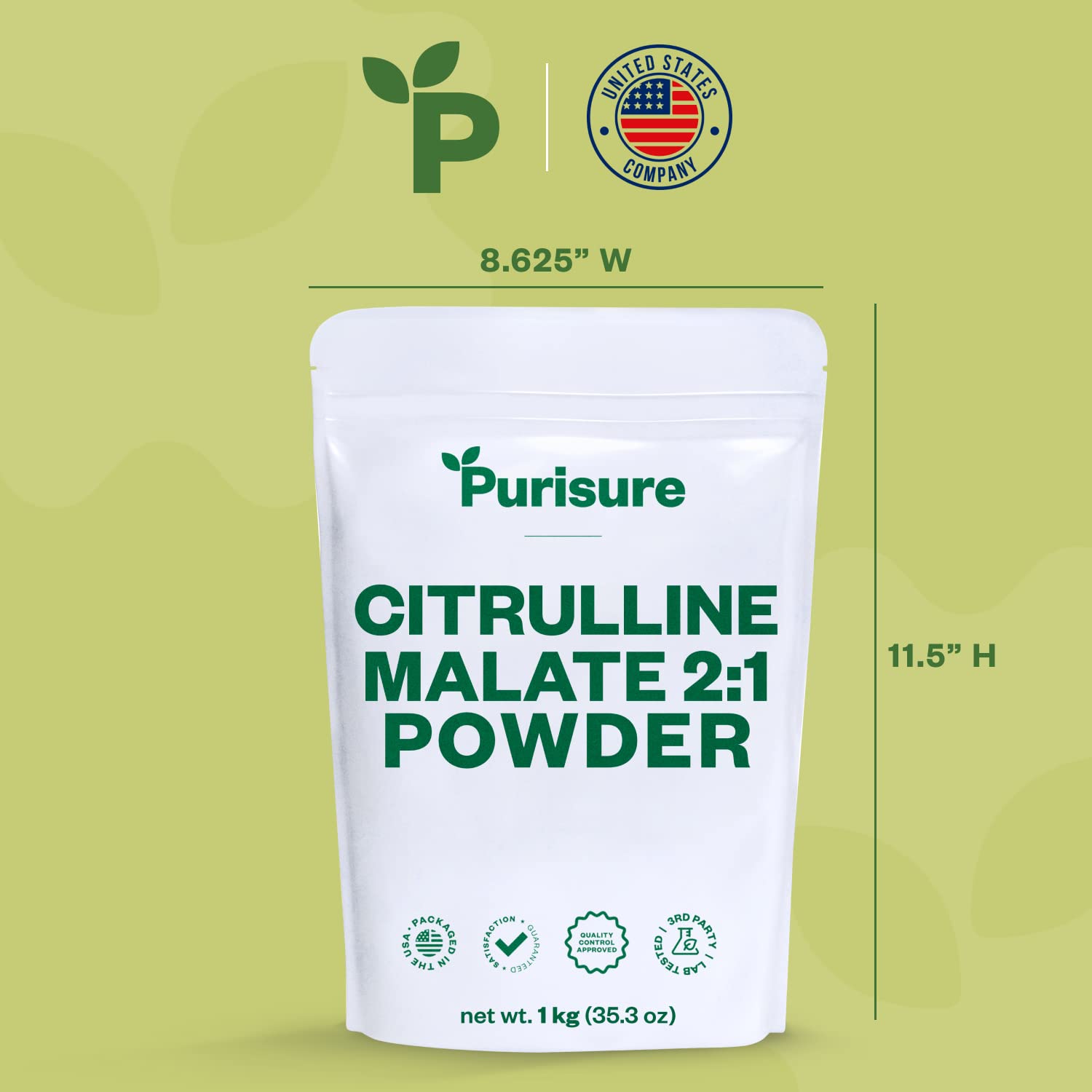 Purisure Citrulline Malate 2:1 Powder, 1 kg, Citrulline Supplement and Citrulline Nitrate Purisure Au supplements
