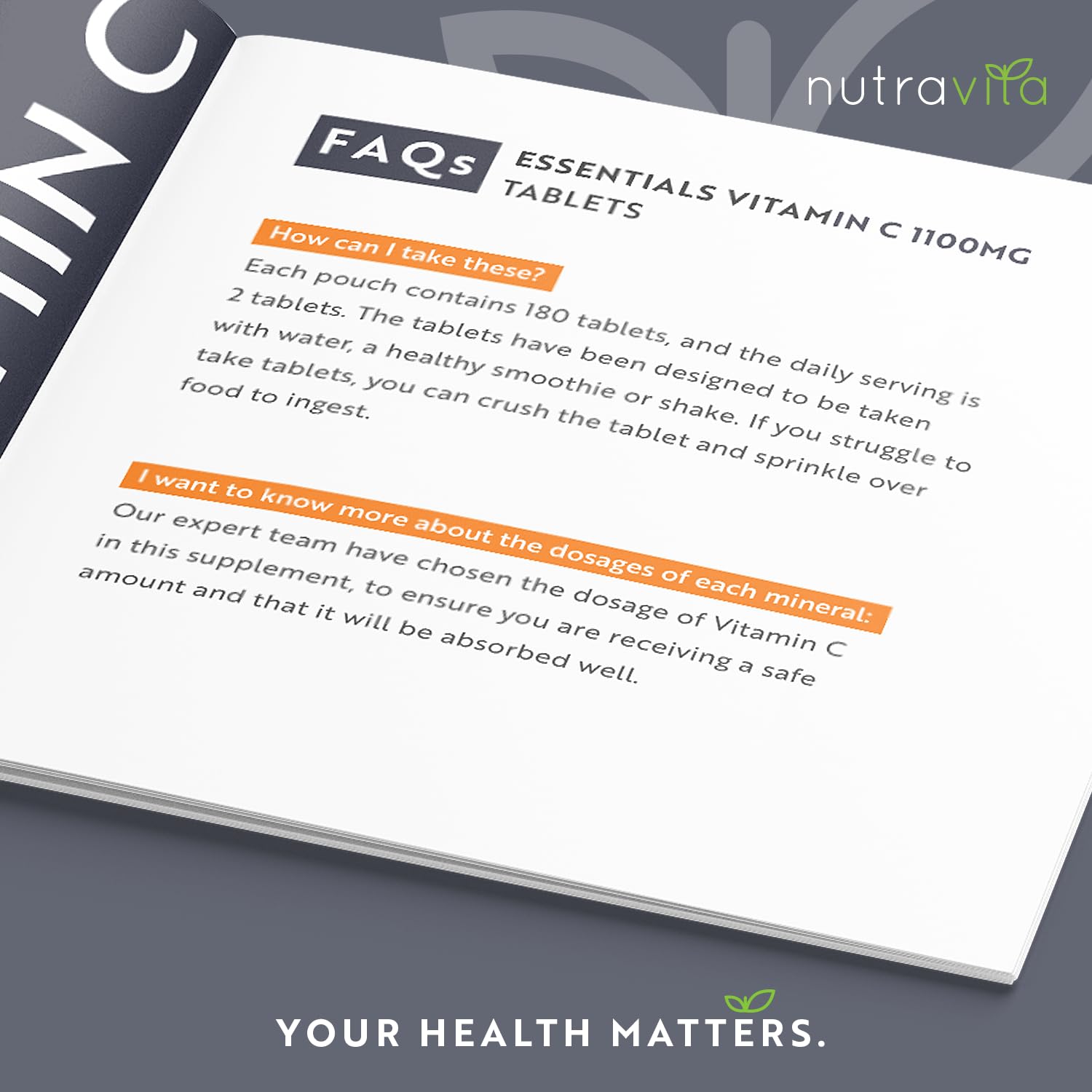 Vitamin C Tablets 1100mg – 180 Premium Vegan and Vegetarian Tablets – 3 Month Supply Nutravita Au supplements
