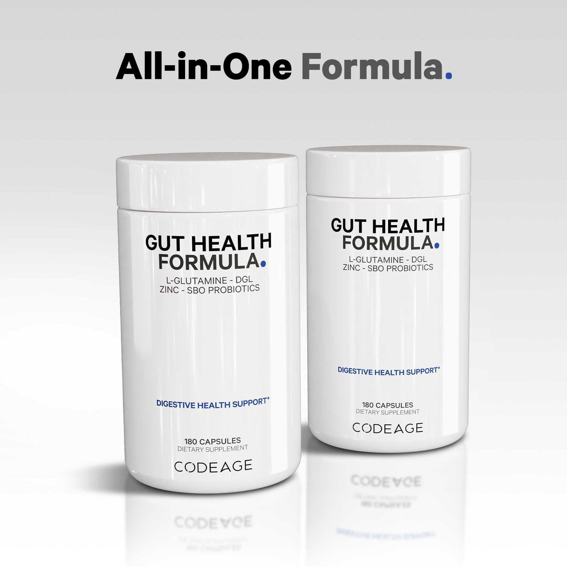 Codeage Gut Health Supplements Vegan Formula - L Glutamine, Zinc, Turkey Tail Mushroom Powder, Tonic Mushroom, Maitake, Micro Algae, Mineral, Licorice Root DGL - Probiotics, Prebiotics - 180 Capsules Codeage Au supplements