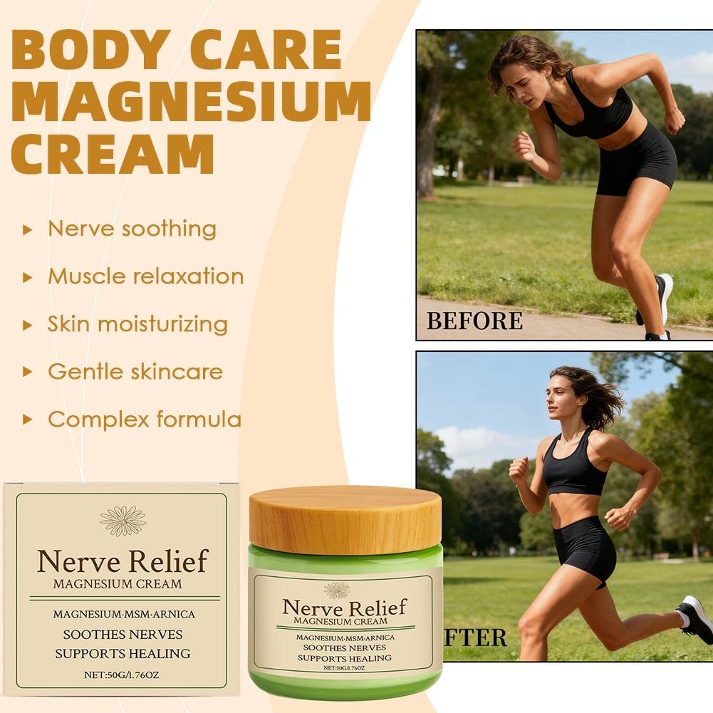 Total Relief Magnesium Cream - Nerve Relief Magnesium Cream with MSM & Arnica,Total ReliefCream for Muscle Relaxation, Soothes Nerves & Daily Soothing Support, Deep Hydration,50g/1.76oz Aus Healthcare Au supplements