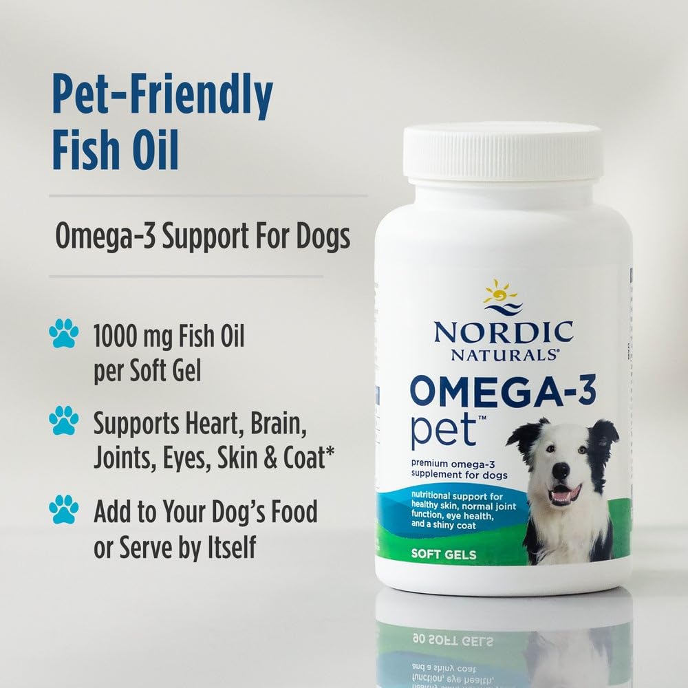 Nordic Naturals Omega-3 Pet, Unflavored - 180 Soft Gels - 320 mg Omega-3 Per Soft Gel - Fish Oil for Dogs with EPA & DHA - Promotes Heart, Skin, Coat, & Immune Health Nordic Naturals Au supplements