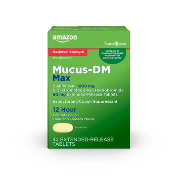 Amazon Basic Care Maximum Strength Mucus DM, Expectorant and Cough Suppressant Extended-Release Tablets, 42 Count Amazon Basic Care Au supplements