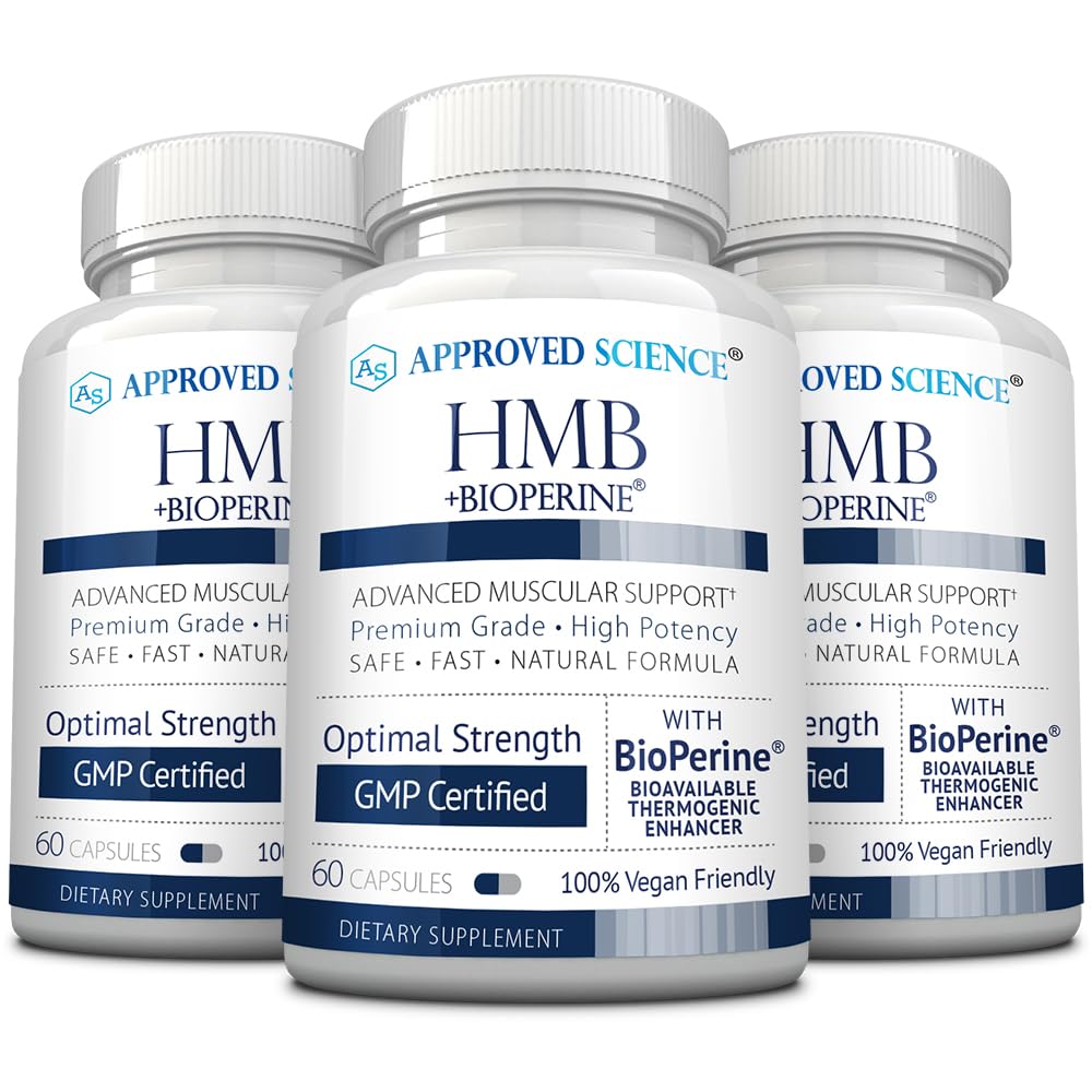 Approved Science HMB - 1500mg High Potency HMB Supplement with Calcium & BioPerine for Absorption - Muscle Health & Exercise Performance - 60 Vegan Capsules - Pack of 3 Approved Science Au supplements