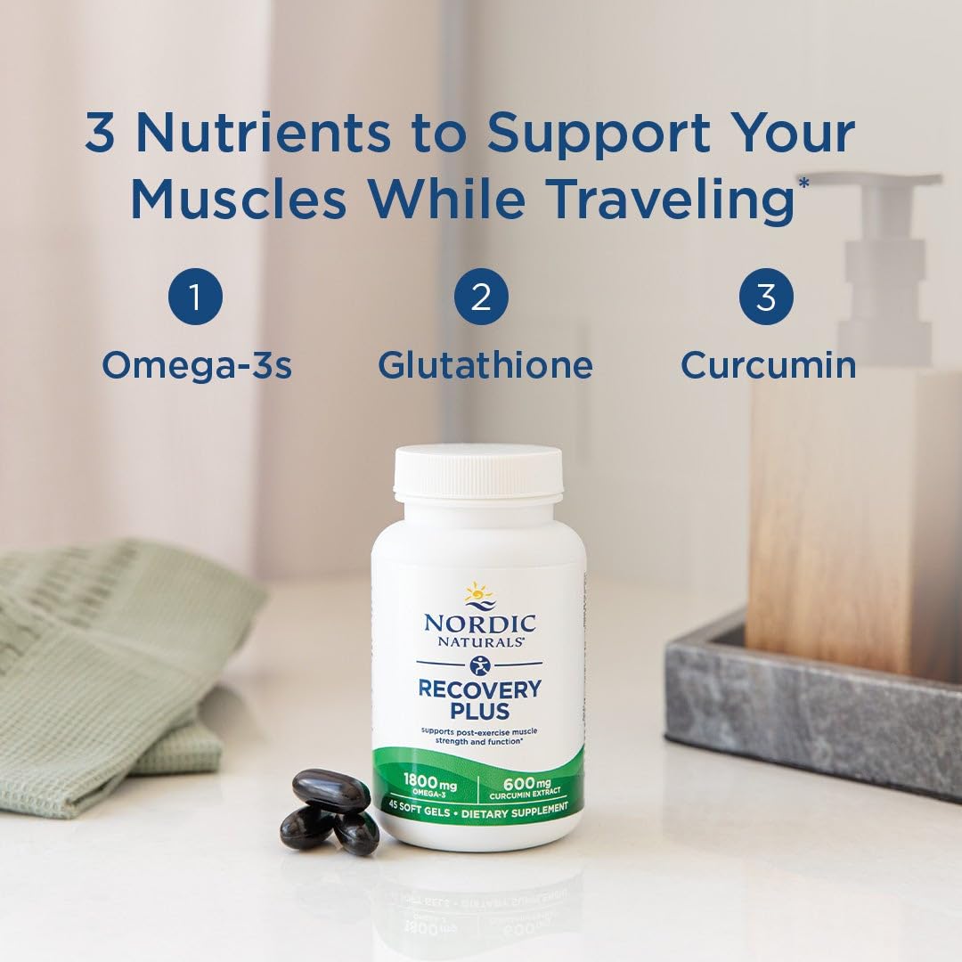 Nordic Naturals Recovery Plus, Unflavored - 45 Soft Gels - 1800 mg Omega-3 Fish Oil - 600 mg Longvida Optimized Curcumin - Cellular Health & Recovery - Post-Exercise Muscle Support - 15 Servings Nordic Naturals Au supplements