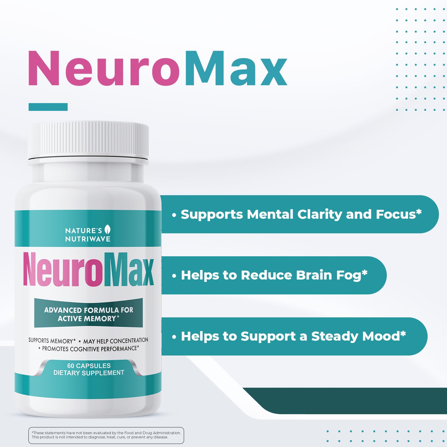 NeuroMax – Natural Herbal Blend with Passion Flower, Marshmallow Root & California Poppy – Non-GMO, Easy-to-Take Capsules, Made in USA, GMP Certified Facility - 60 Capsules, 1 Month Supply Nature’s NutriWave Au supplements