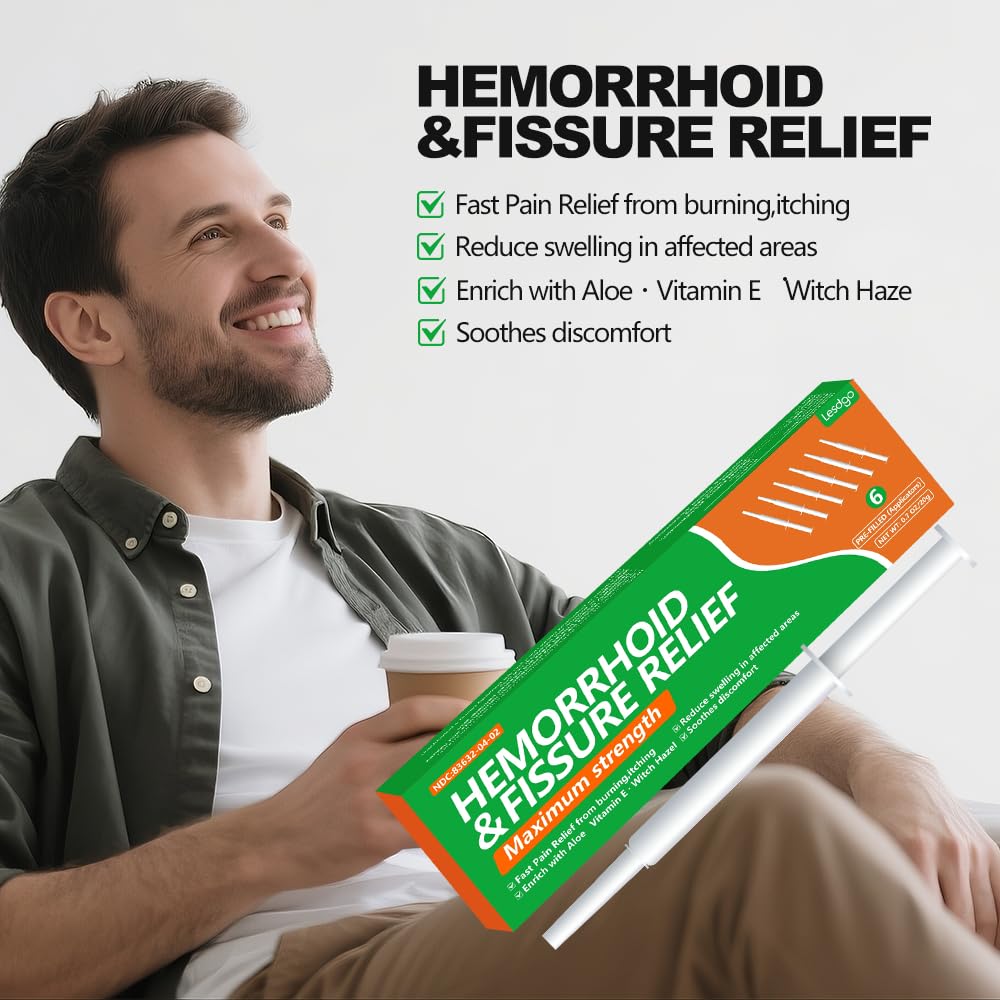 Lesdgo Hemorrhoidal Ointment(6 Pre-Filled),Hemorrhoid and Fissure Cream Witch Hazel Maximum Strength Pain Relief,for Itching and Swelling Lesdgo Au supplements