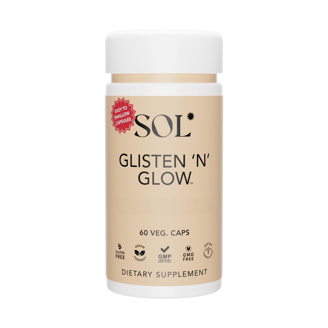 Sol Nutrition Glisten ‘N’ Glow Supplement: Skin Vitamins for Women – Biotin, Collagen & Skin-Loving Vitamins A, B, C, E for Clear Complexion & Youthful Glow, 60 Easy to Swallow Capsules Sol Nutrition Au supplements