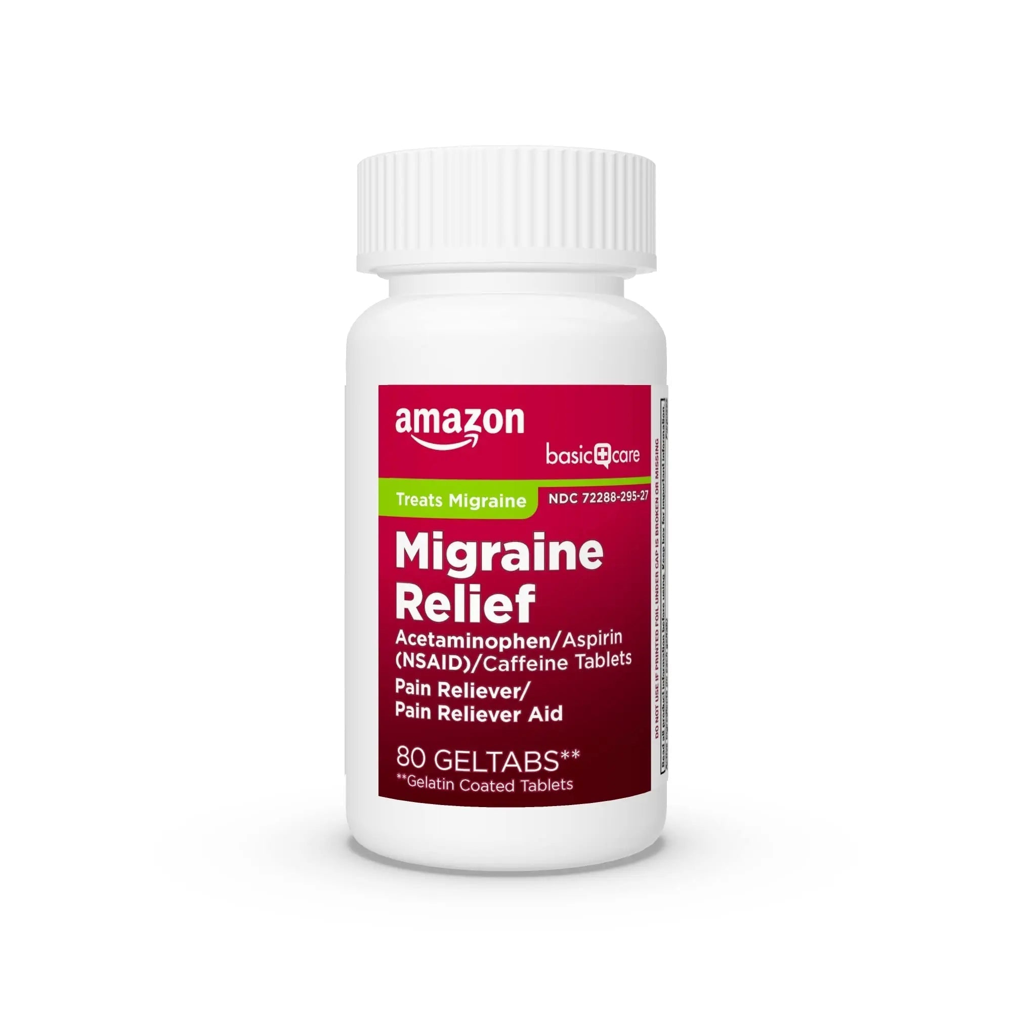 Amazon Basic Care Migraine Relief Geltabs, Pain Reliever, Acetaminophen 250 mg, Aspirin 250 mg (NSAID) and Caffeine 65 mg, Headache Relief, 80 Count Amazon Basic Care Au supplements