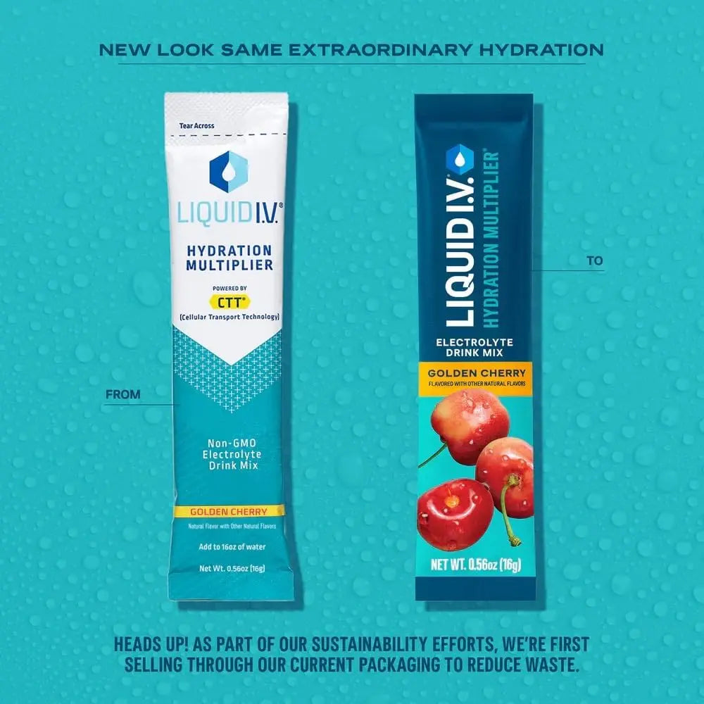 Liquid I.V.® Hydration Multiplier - Golden Cherry | Electrolyte Powder Drink Mix | 3 Pack (48 Servings) Liquid I.V. Au supplements