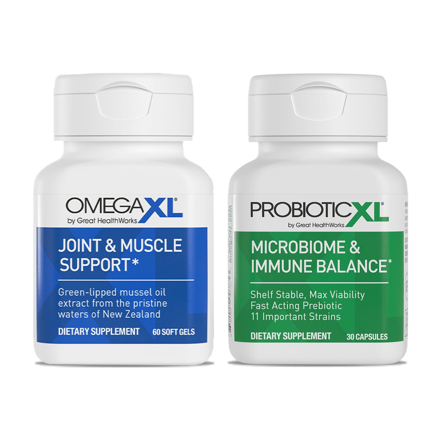 OmegaXL Powerful Joint and Muscle Support Supplement (60 Count) & Probiotic XL - PreforPro, DE111, Shelf Stable - Promote Healthy Gut Flora Growth (30 Veggie caps) OmegaXL Au supplements