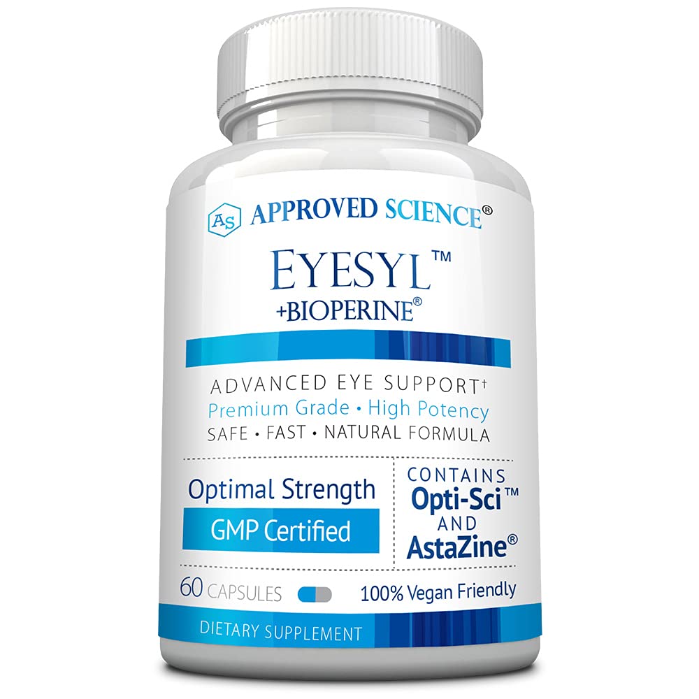 Approved Science EyeSyl - Eye Support Supplement - Chromium Picolinate, Taurine, Lutein, Zeaxanthin, Bilberry, BioPerine - 1 Month Supply - 60 Capsules - Made in The USA Approved Science Au supplements