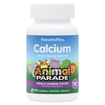 NaturesPlus Animal Parade Sugar-Free Children's Calcium, Vanilla Sundae Flavor - 90 Chewable Animal Shaped Tablets, Pack of 2 - Magnesium for Bone Health - Gluten Free - 90 Servings NaturesPlus Au supplements
