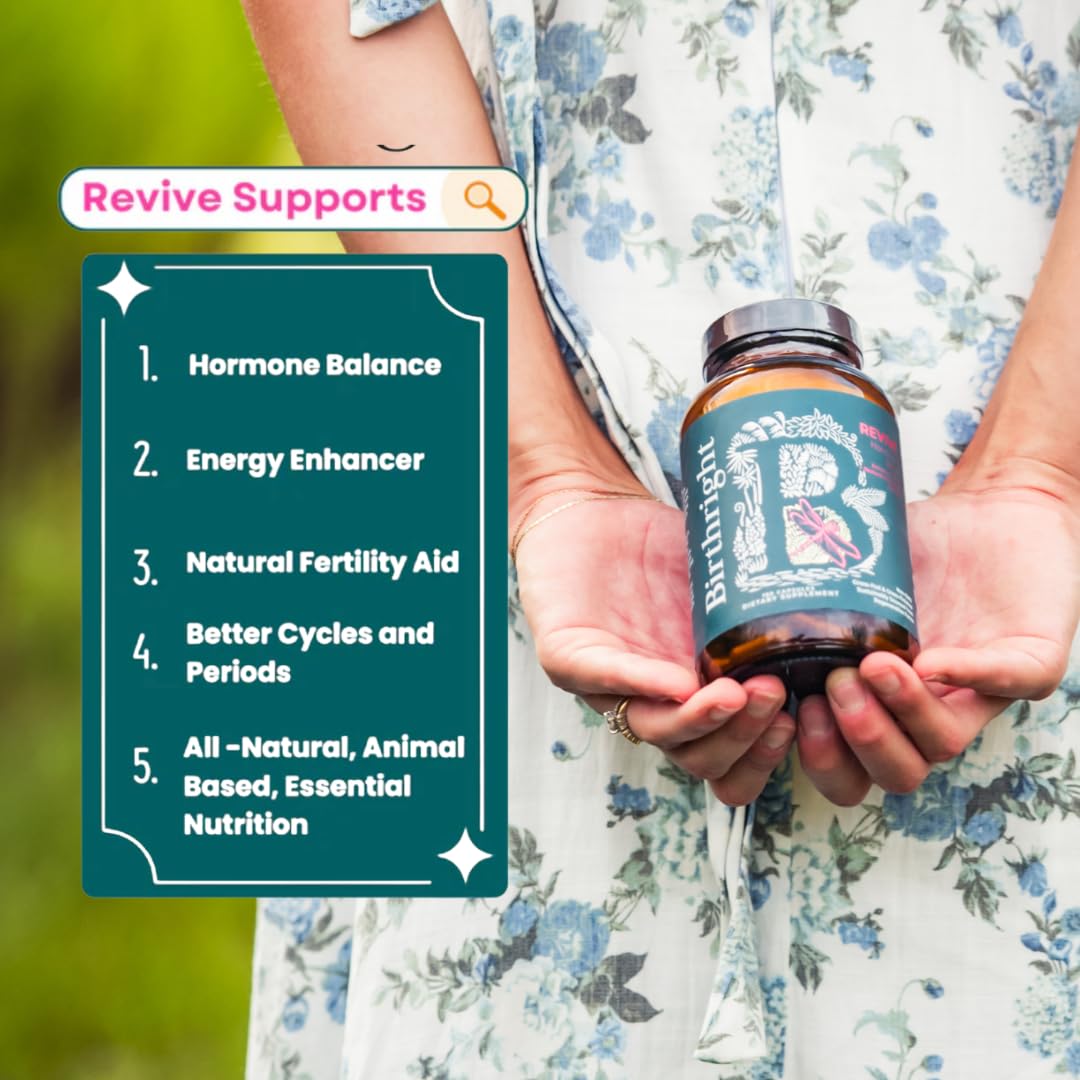 Birthright Female Hormone Support for, Energy, Fertility, Menstrual Cycle, Ovulation, Pregnancy and Menopause… All Natural, Animal Based, Liver, Kidney, Magnesium, Red Raspberry, Herbal Blend Revive Birthright Au supplements