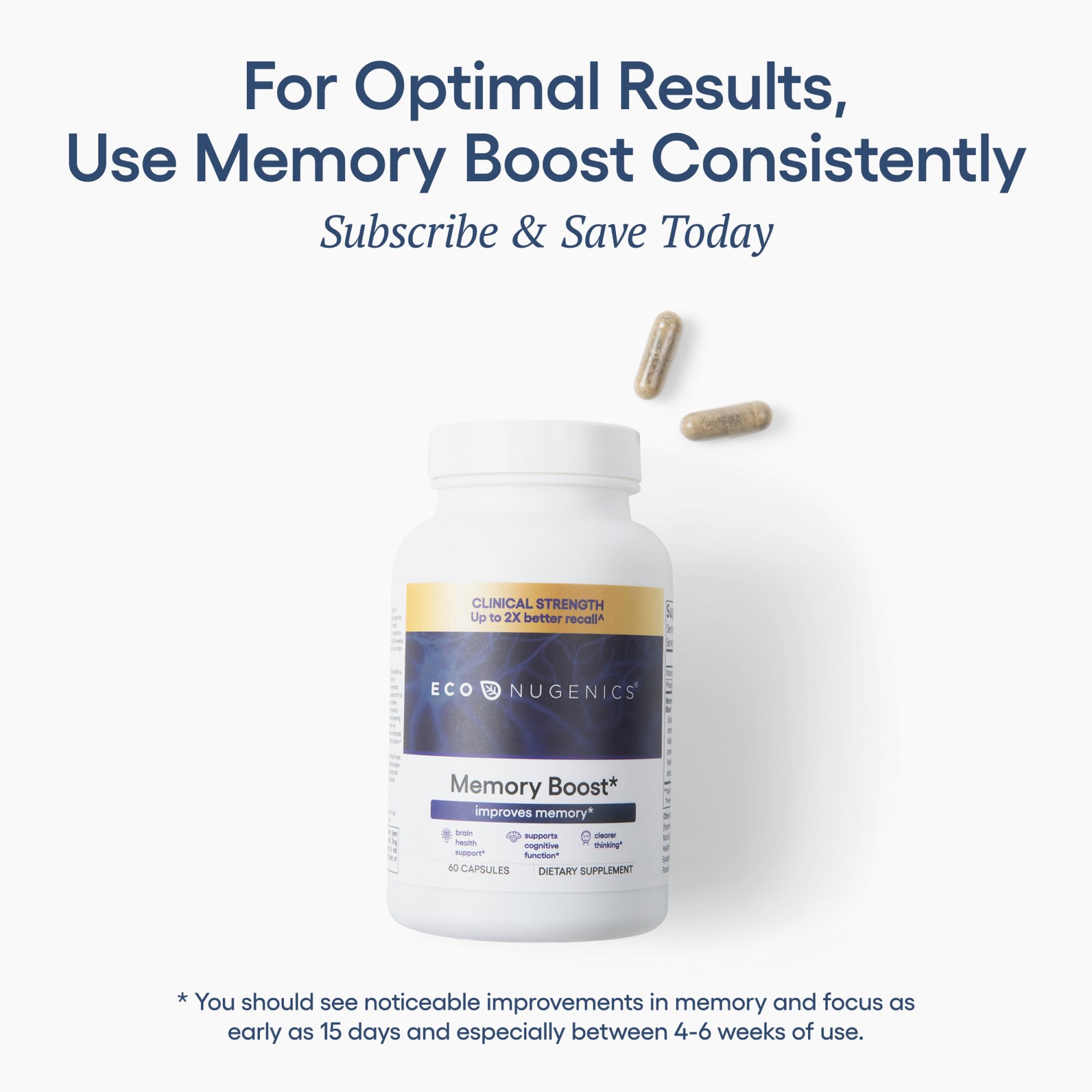 EcoNugenics Memory Boost Supplement – Clinically Studied Ingredients to Support Brain Focus & Health – Nootropic Formula with Bacopa Monnieri, Boswellia Serrata & Ginkgo Biloba Extract – 60 Capsules EcoNugenics Au supplements
