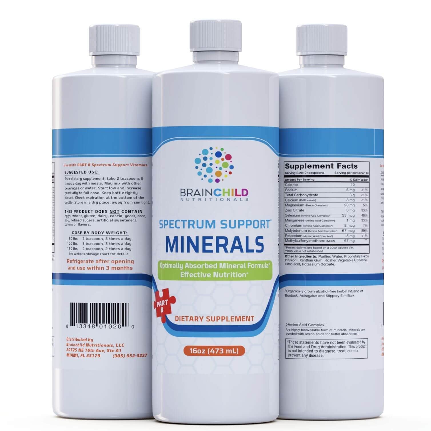 BrainChild Nutritionals Spectrum Support Minerals Liquid Supplement for Autism - Well Absorbed for Kids & Adults on the Spectrum, Ultra-Colloidal Suspension, Casein-Free, Unflavored 16oz BrainChild Nutritionals Au supplements
