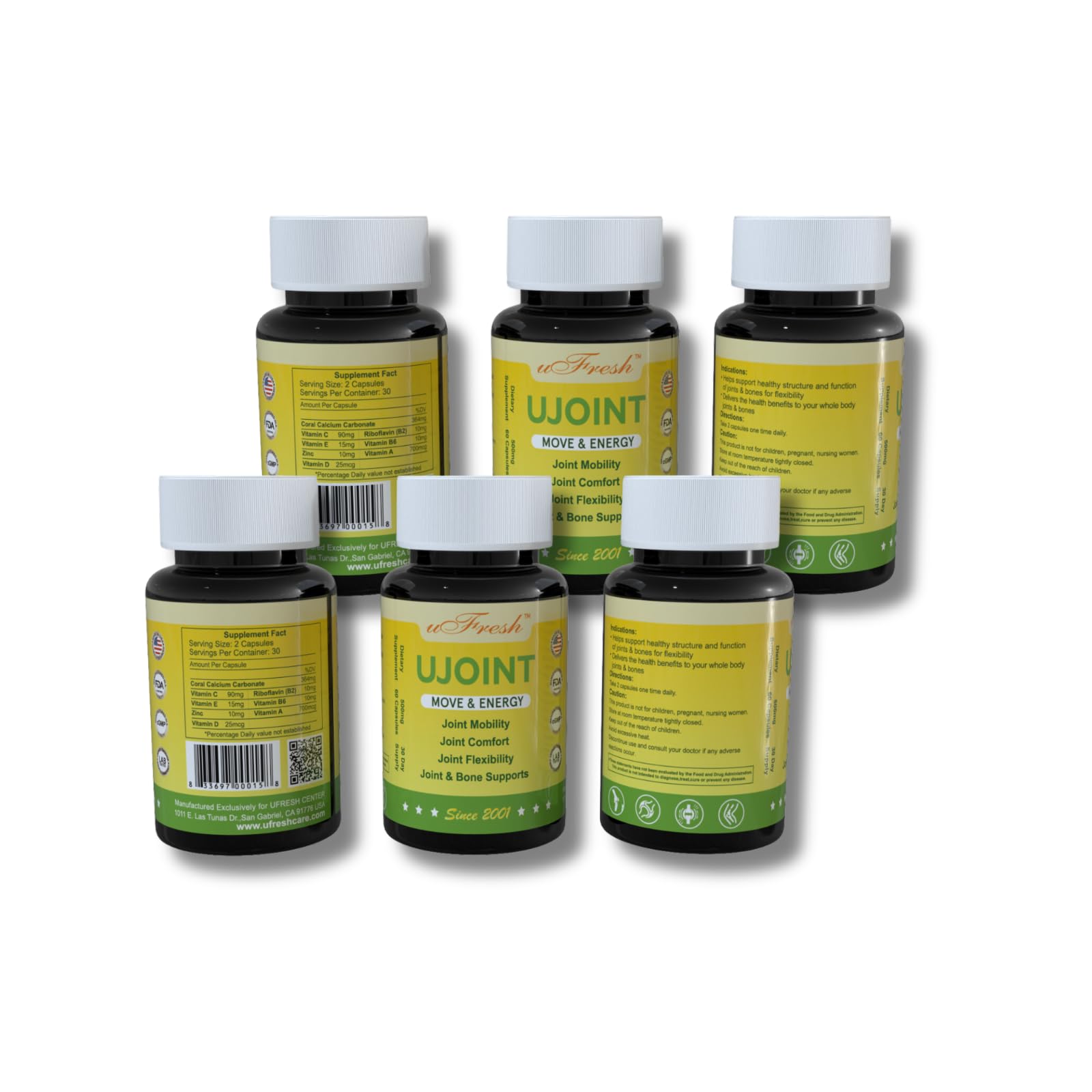 UJoint Move & Energy Joint Flexibility and Mobility Dietary Supplements, 30 Day Supply, 60 Capsules (1) uFresh Au supplements
