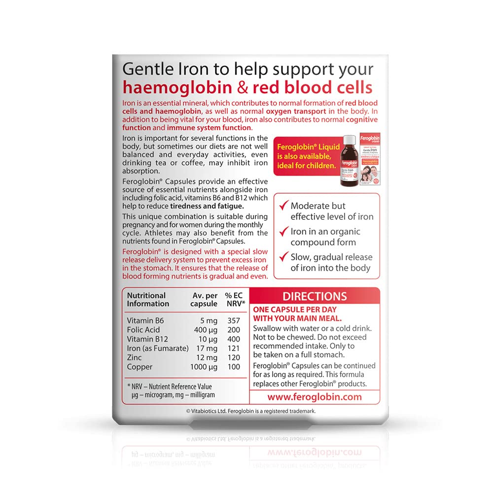 Feroglobin Iron Capsule Helps to reduce tiredness and fatigue Feroglobin Au supplements