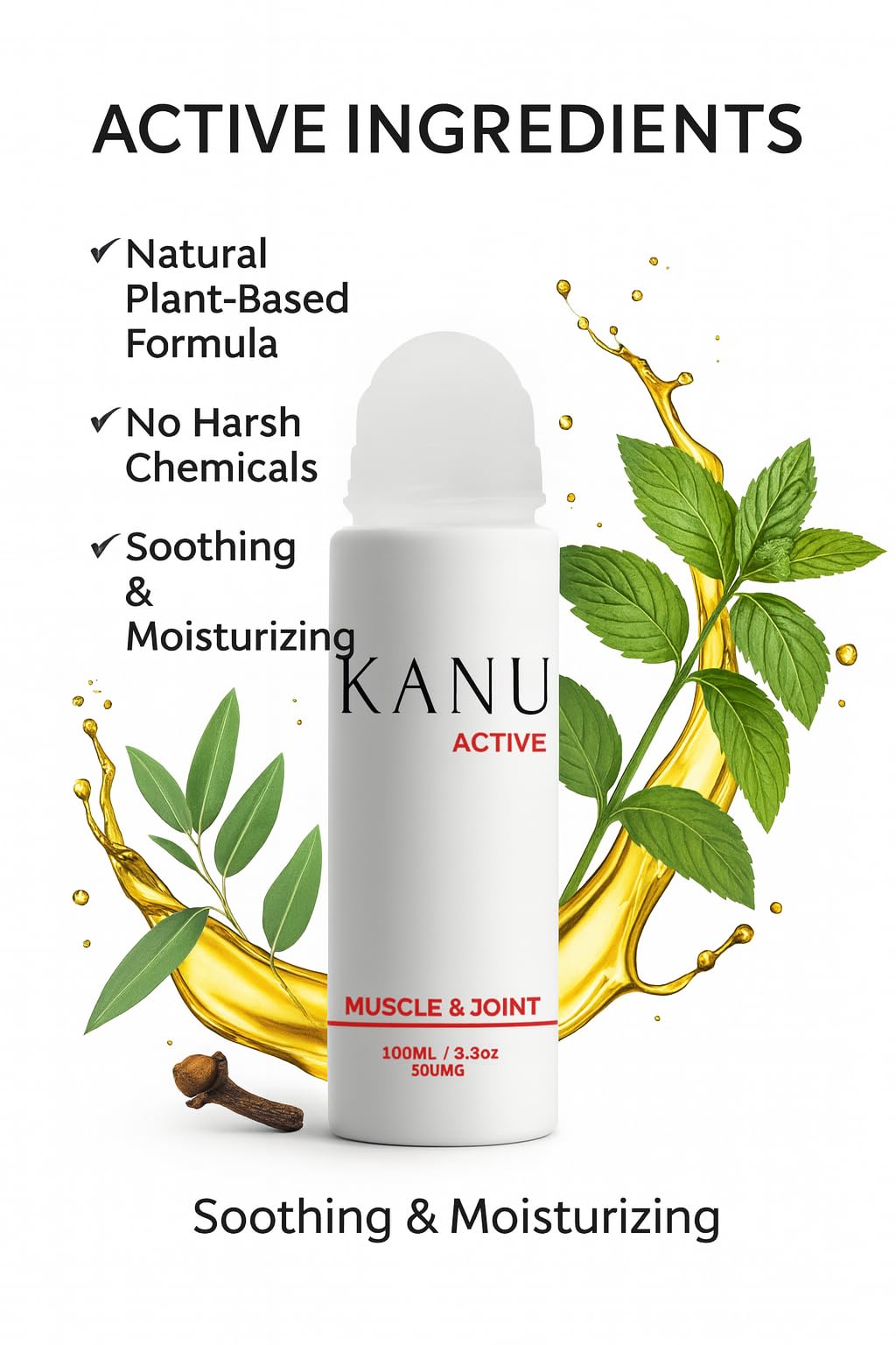 Muscle & Joint Relief Roll-On Cooling Serum- 3.3 oz- Fast Absorbing Pain Relief for Sore Muscles and Joints- Workout Recovery and Joint Support for Athletes and Active Lifestyles KANU Au supplements