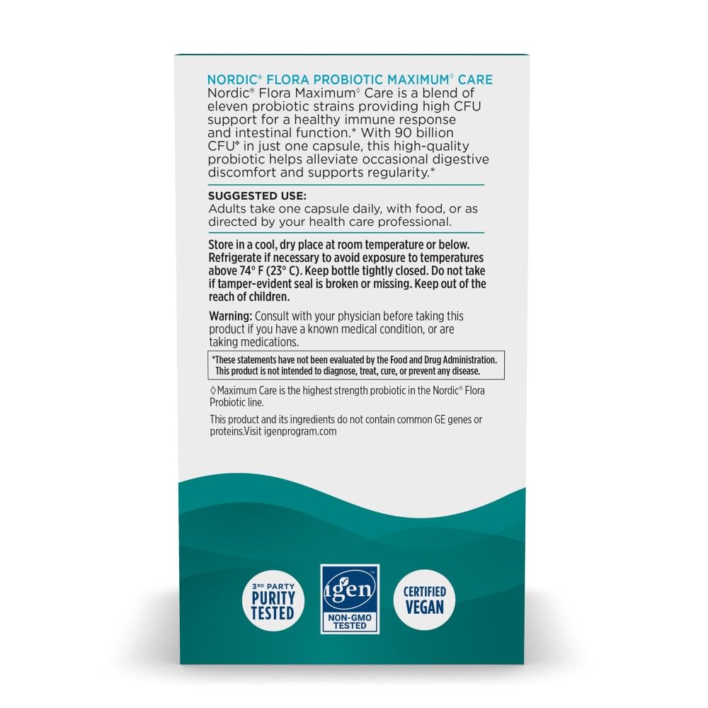 Nordic Naturals Nordic Flora Probiotic Maximum Care, 30 Capsules, 11 Probiotic Strains for Daily Immune and Digestive Health Support, Vegan, 30 Servings Nordic Naturals Au supplements