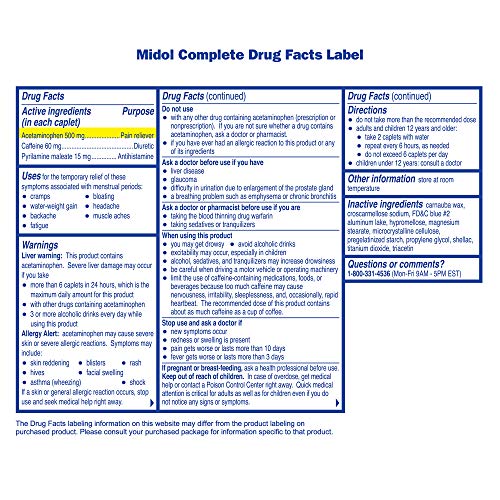 Midol Complete, Menstrual Period Symptoms Relief Including Premenstrual Cramps Midol Au supplements