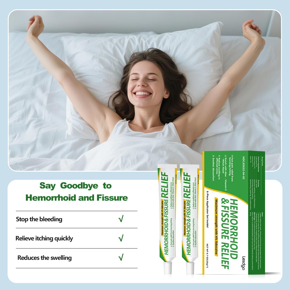 Lesdgo Hemorrhoidal Ointment(2 Pack),Hemorrhoid and Fissure Cream Witch Hazel Maximum Strength Pain Relief,for Itching and Swelling Lesdgo Au supplements