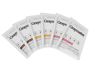 Graymatter Bright Mind Nootropic Powder (6 Travel Packets Variety Pack: Cacao, Tangerine, Strawberry Lemon) – Plant-Based Energy & Focus Drink Mix, Adaptogens & Vitamins, Sugar-Free Daily Supplement Graymatter Au supplements