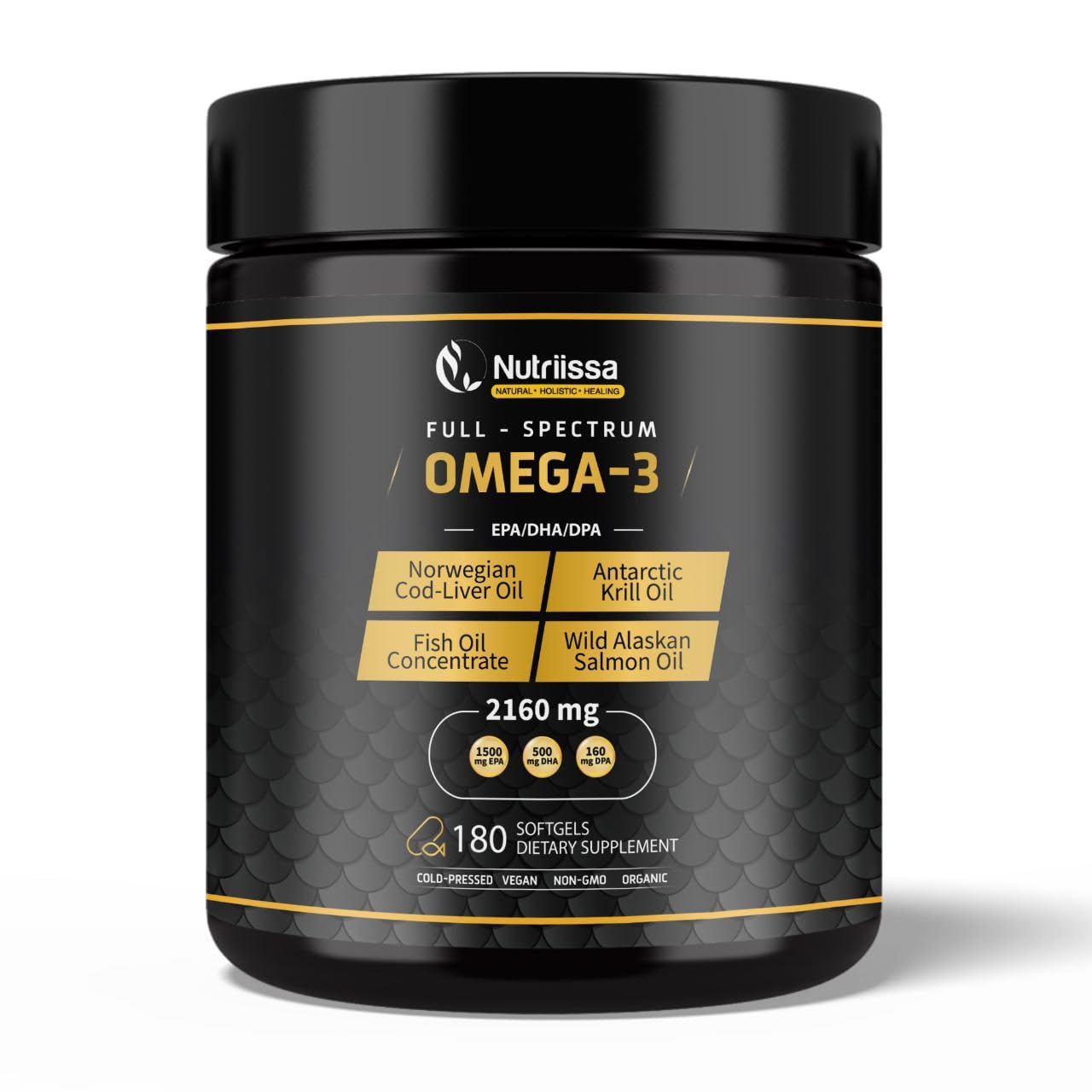Nutriissa Omega 3 - Full Spectrum - 180 Count - High Concentrate Formula Fish Oil, Krill Oil Nutriissa Au supplements