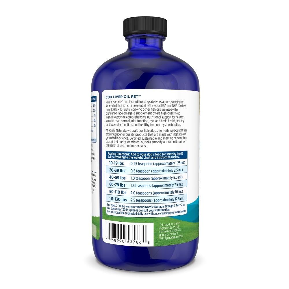 Nordic Naturals Pet Cod Liver Oil, Unflavored - 16 oz - 1048 mg Omega-3 Per Teaspoon - Fish Oil for Dogs with EPA & DHA - Promotes Skin, Coat, & Immune Health Nordic Naturals Au supplements