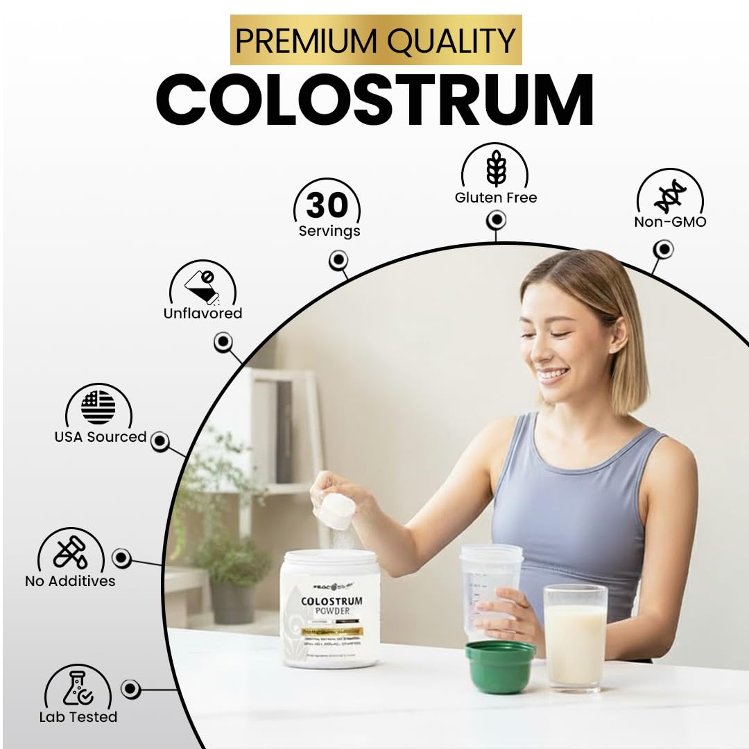 Peacock Max Colostrum Powder – 60g (30 Servings), Unflavored Bovine Colostrum Supplement, Superfood for Hair, Skin & Gut Health, Gluten-Free, Non-GMO Peacock Max Au supplements