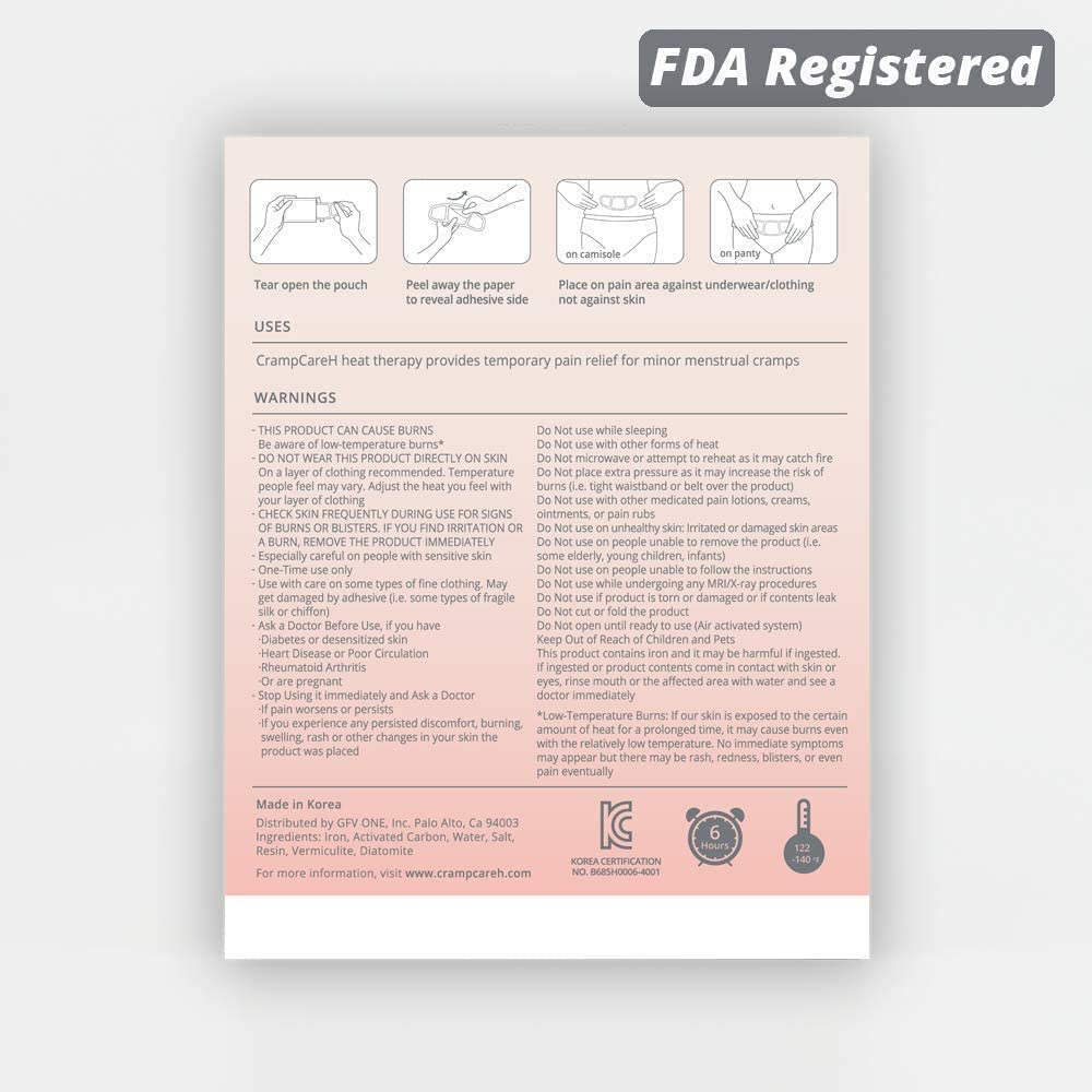(5 Patches) CrampCareH PMS/Menstrual Cramps Relief Heat Patch with Wide Wings, FDA Registered CrampCareH Au supplements