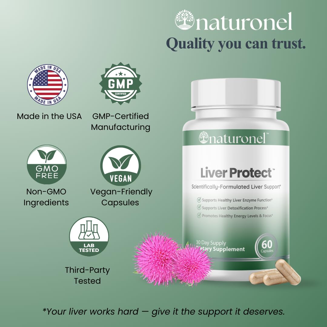 Naturonel Liver Protect – Liver Cleanse Detox & Repair | Liver Detox with Milk Thistle, Beetroot, Artichoke, Dandelion, Chicory, Yarrow, Jujube & Herbal Detox Blend | Made in USA, GMP Certified (1) Naturonel Au supplements
