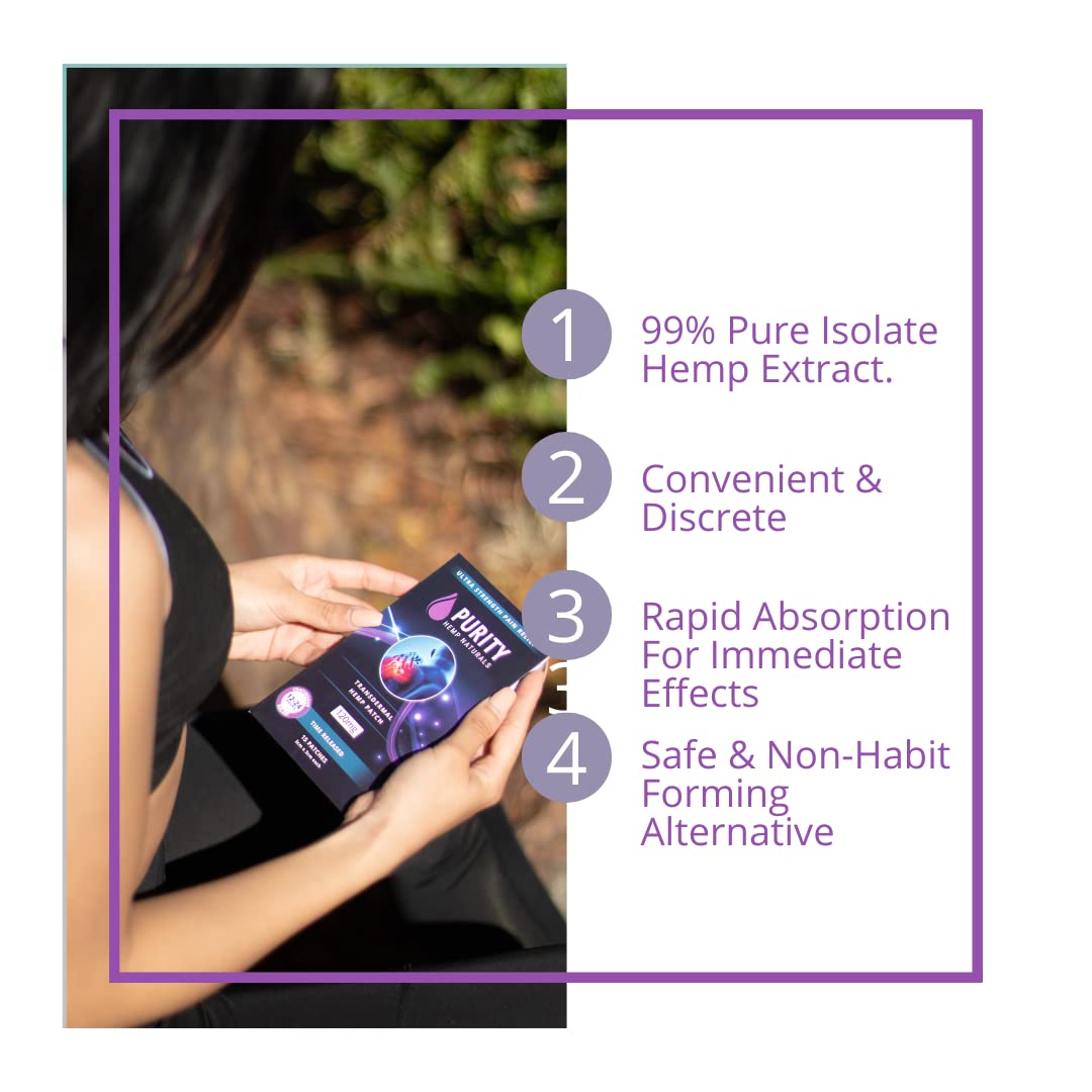 Body Discomfort Patch 120 mg - 15 ct (8 mg ea.) Lasts 24 Hours. Sweat & Water Resistant. Convenient & Discreet. For Use On Any Part Of The Body. Plant-Based Extended-Release Patch Purity Hemp Naturals Au supplements