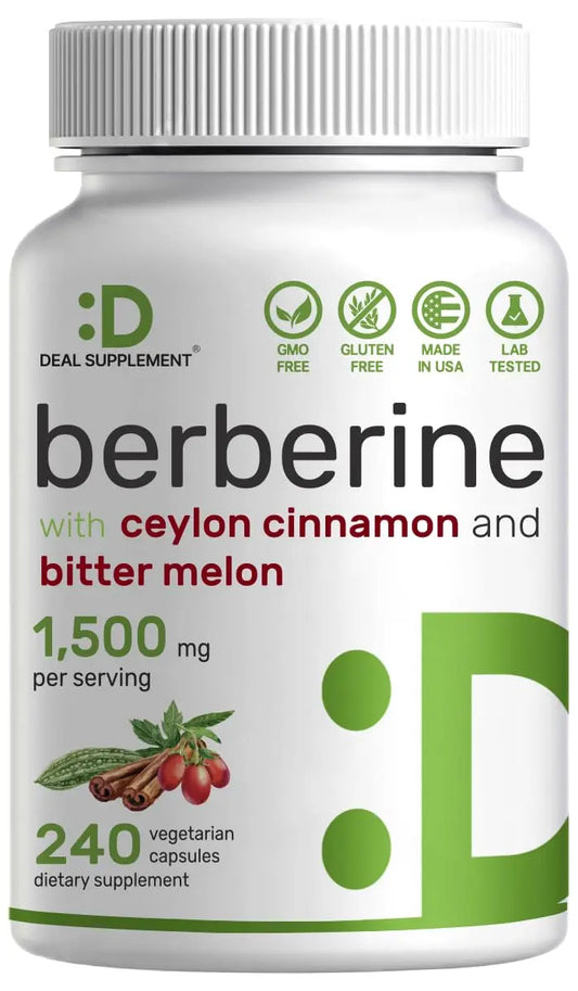 Berberine Supplement 500mg Per Capsule (1500mg Per Serving) | 240 Veggie Capsules DEAL SUPPLEMENTAU supplements