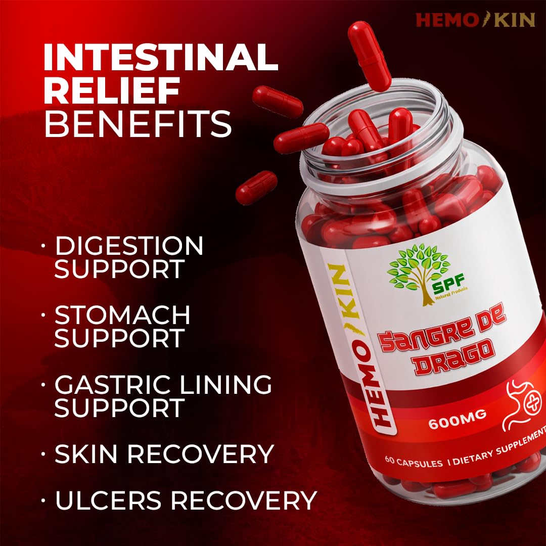 SPF Natural Products HEMOKIN with Sangre de Drago – Hemorrhoid and Fissure Relief Supplement, Helps with Itching, Swelling, Pain Relief (60 Caps) (1) SPF Natural Products Au supplements