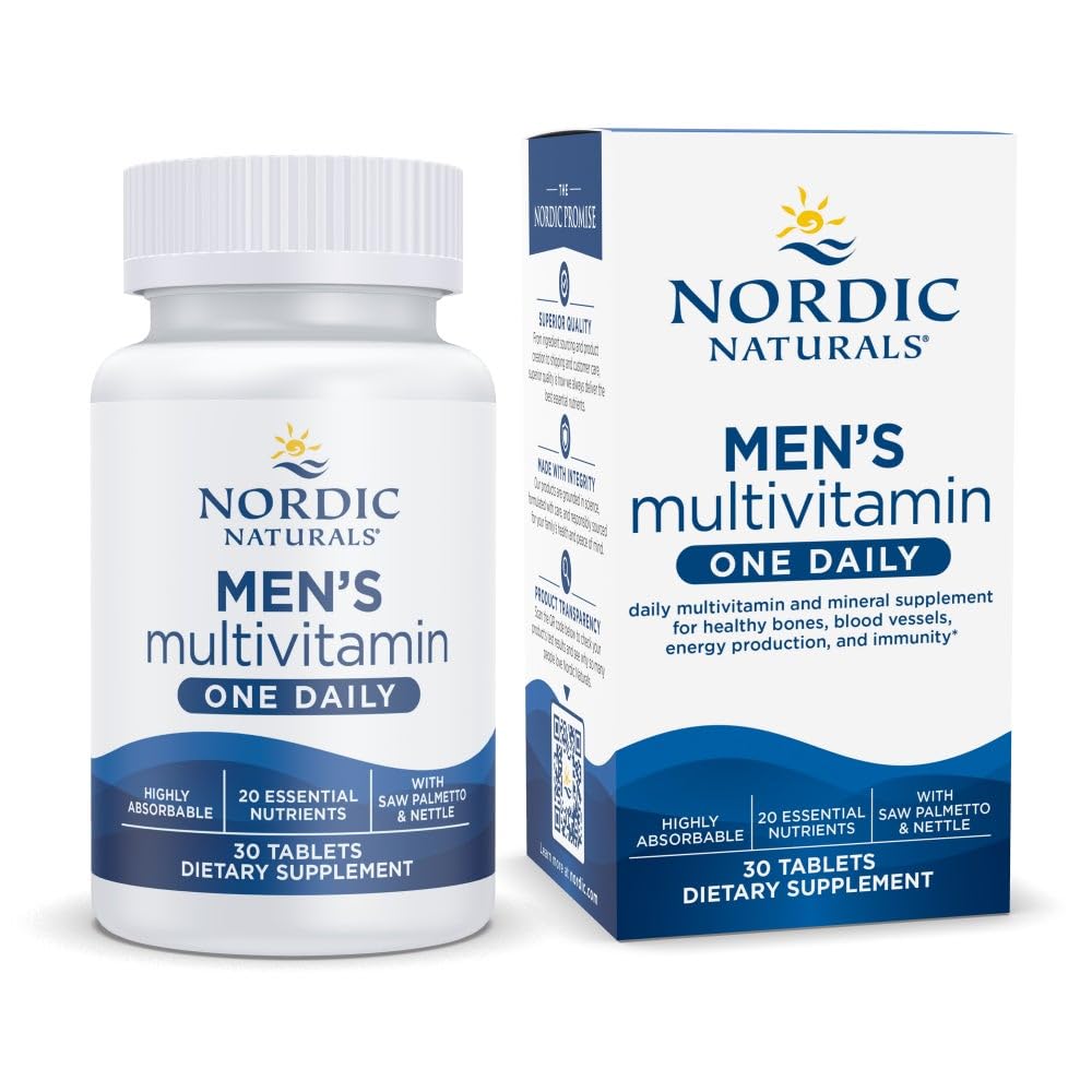 Nordic Naturals Men’s Multivitamin One Daily - Bone, Energy, & Blood-Vessel Support - Immunity Supplement - 20 Essential Nutrients - 30 Tablets - 30 Servings Nordic Naturals Au supplements
