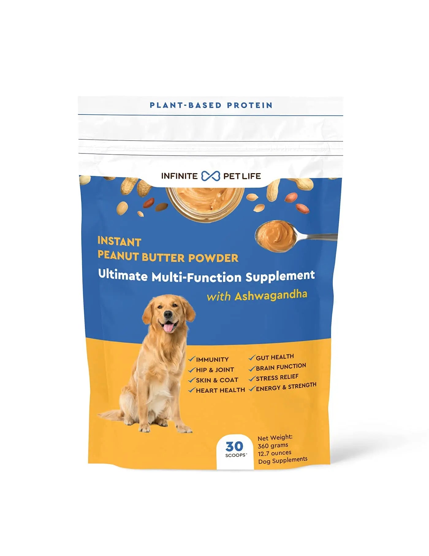 Infinite Pet Life Ultimate Multi-Function Peanut Butter Dog Vitamin Powder | 12.7 oz | All-Inclusive Dog Vitamins and Supplements Infinite Pet Supplements Au supplements