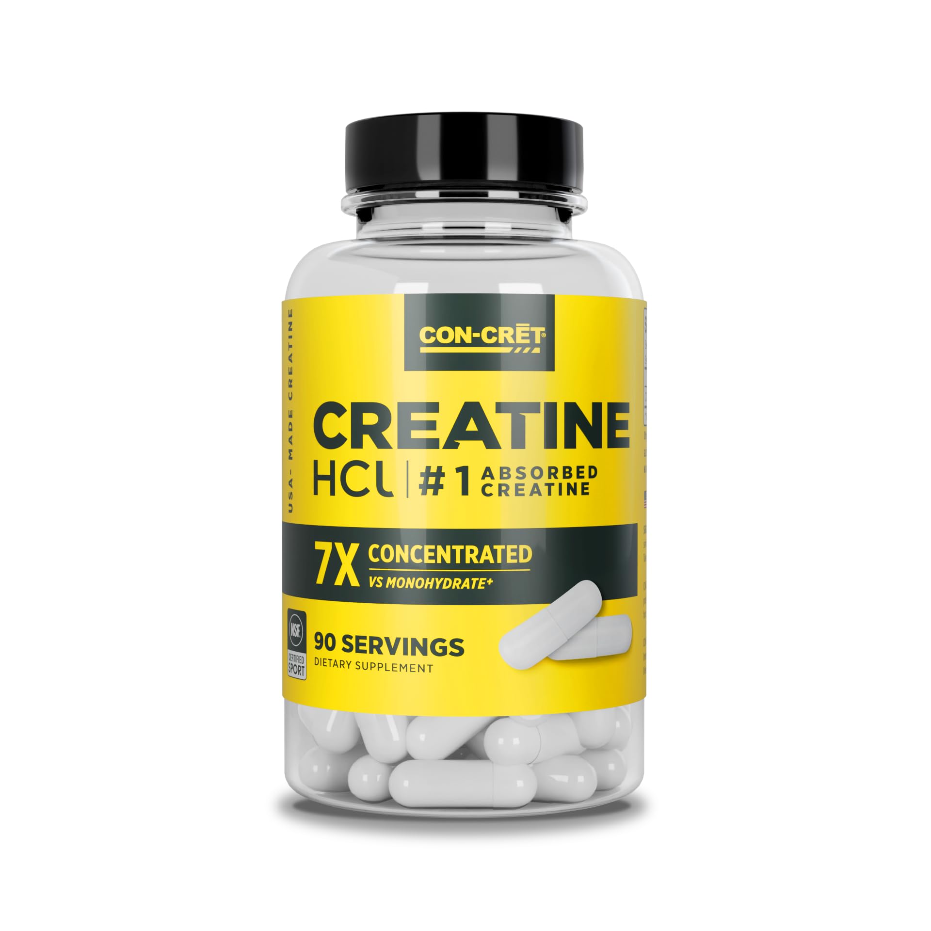 CON-CRET Creatine HCl Capsules | Muscle, Cognitive, Cellular Energy Support | No Bloating or Cramps | USA Made & NSF Certified | Creatine Pills (90 ct) CON-CRET Au supplements