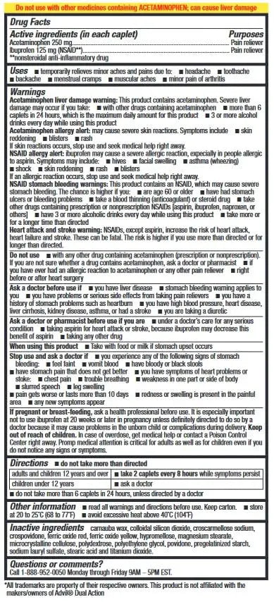 HealthA2Z® Dual Action Pain Relief | Acetaminophen 250mg & Ibuprofen (NSAID) 125mg | Contains Two Medicines | Relief from Headache, Fever & Backache (150 Caplets) HealthA2Z Au supplements