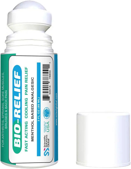 BIO-Relief Pain Roll On w 10% Menthol & Arnica | Highly Effective, Cool & Topical Pain Relief Extra Strength for Arthritis, Muscle, Joint, & Back - Easy Roll On Maximum Strength, Made in USA Scientific Solutions GlobalAU supplements