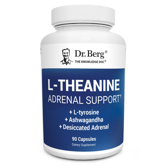 Dr. Berg L-Theanine 200mg - Includes Zinc, Copper, L-Tyrosine, & Ashwagandha – L-Theanine Supplement Adrenal Support - for Relaxation, Stress Relief, and Mental Clarity* – 90 Gelatin Capsules Dr. Berg NutritionalsUS supplements