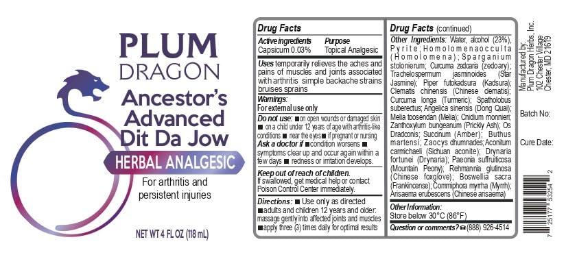Plum Dragon Ancestors Advanced Dit Da Jow - Herbal Liniment, Sprain - 4 Oz Plum Dragon Au supplements