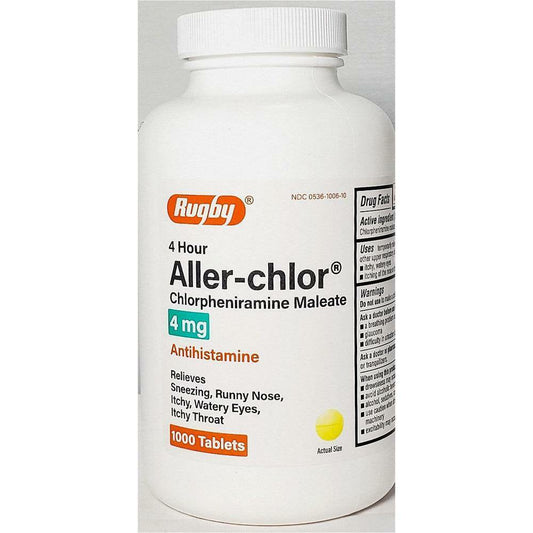 Rugby Aller-Chlor Chlorpheniramine 4mg 1000ct RUGBY LABORATORIESAU supplements