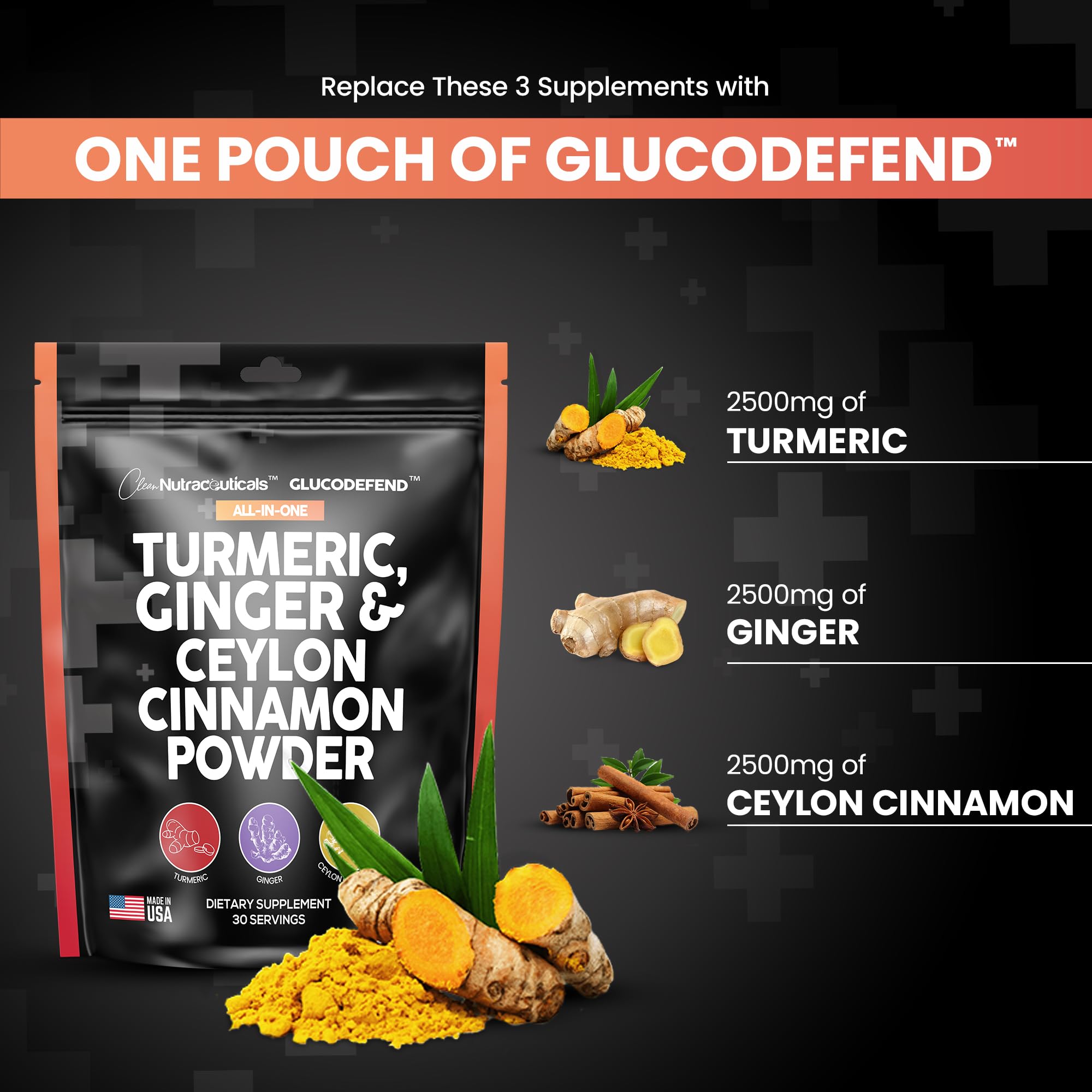 3in1 Turmeric Curcumin Ginger Root & Ceylon Cinnamon Powder Suppleme Clean Nutraceuticals Au supplements