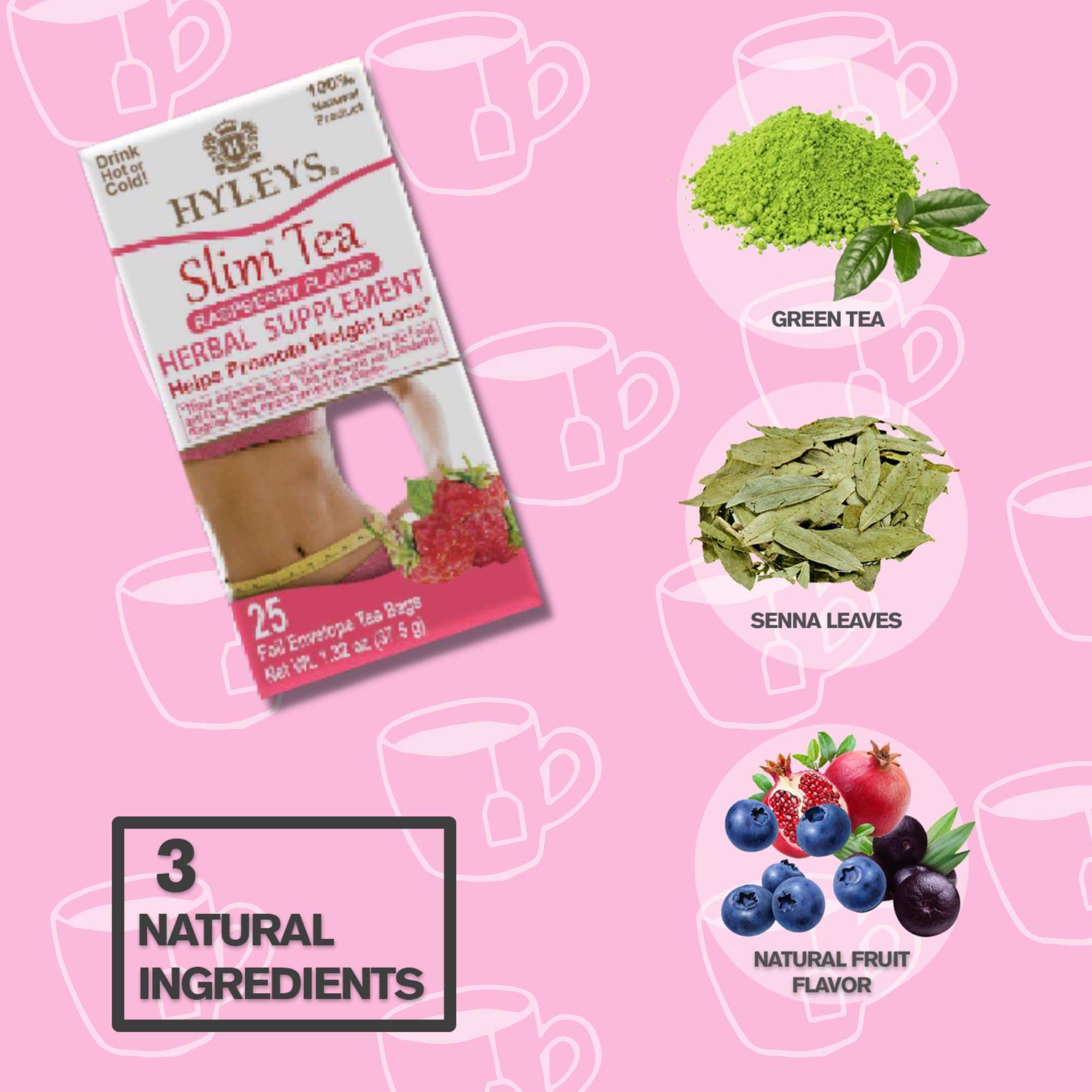 Hyleys Slim Tea Raspberry Flavor - Weight Loss Herbal Supplement Cleanse and Detox HYLEYS Au supplements