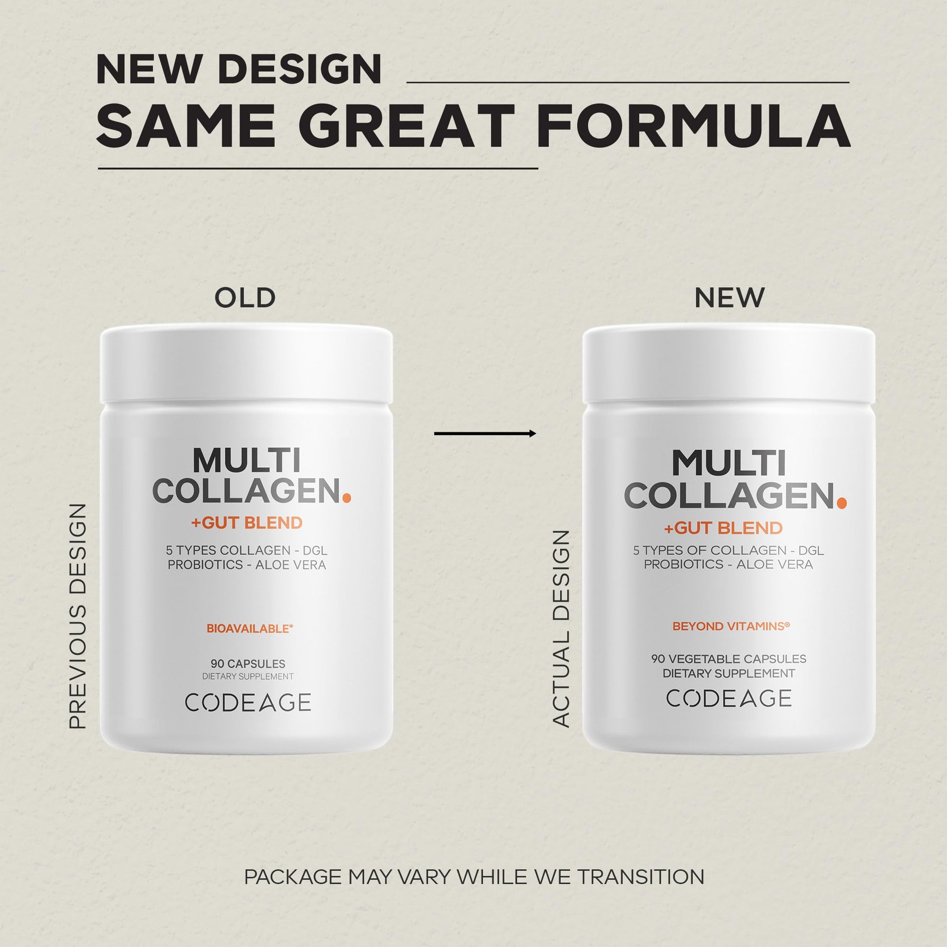Codeage Multi Collagen + Gut Blend Supplement - Digestive Probiotics, DGL Licorice, Aloe Vera, Organic Peppermint Leaf, Slippery Elm - Hydrolyzed Bovine Collagen Pills - Non-GMO - 90 Capsules Codeage Au supplements