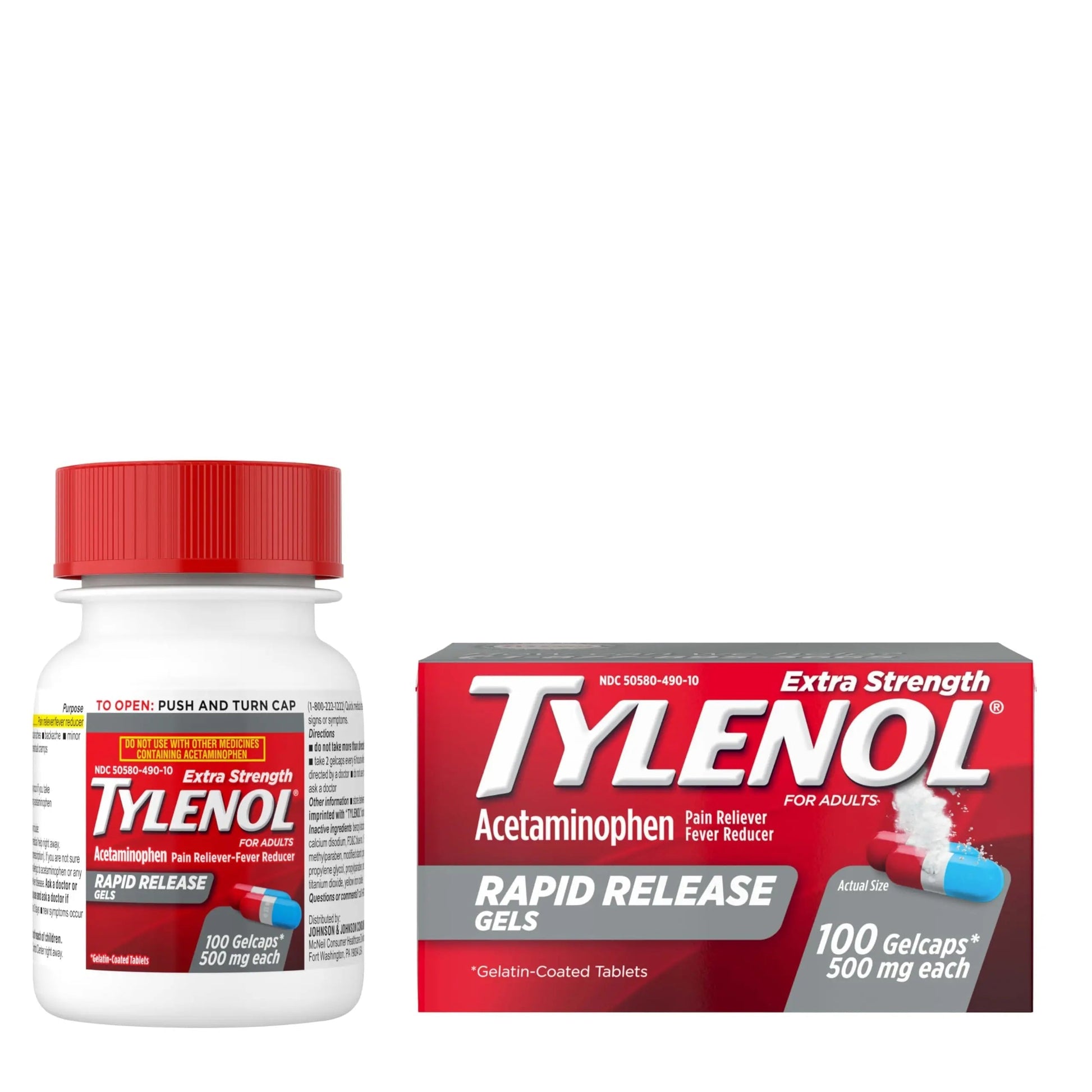 Tylenol Extra Strength Acetaminophen Rapid Release Gels, Fast, Strong Pain Relief, Fever Reducer, 500 mg Gelcaps with Laser‑Drilled Holes for Fast Release, OTC Medicine, 100 Count Tylenol Au supplements
