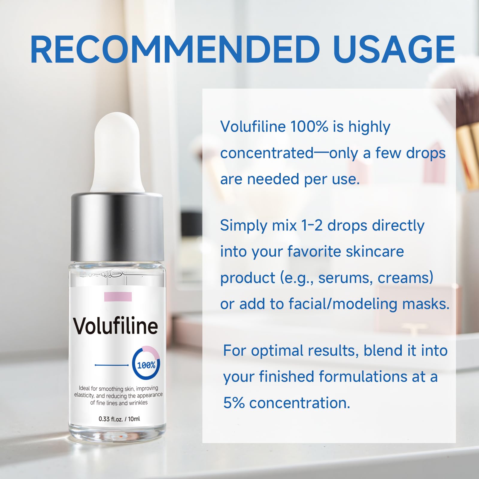Volufiline Serum, Volufiline Under Eye Serum, Cosmetic Grade Ampoule for Skin Elasticity Improvement, Face & Body Fine Lines, Hydrating Texture, 10ml*2 GUDE GUDE Au supplements