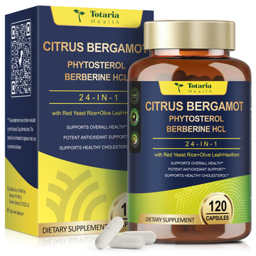 Citrus Bergamot Supplement for High Cholesterol - Italian Citrus Bergamot & Plant Sterols Stanols Natural Way to Balance Cholesterol Level, Cholesterol Lowering Supplements, Vegan, Non-GMO, 120 Counts Totaria Au supplements